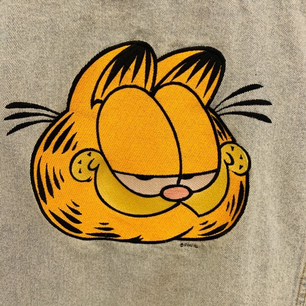 80s 90s Vintage Copa Banana GARFIELD Denim Jean Jacket Mens Large - Picture 2 of 16